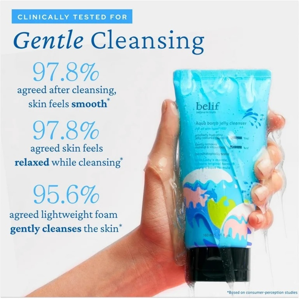 Belif Gentle Aqua Bomb Jelly Facial Cleanser & Makeup Remover